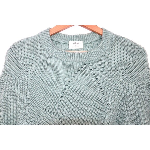 Wilfred XS Sage Green Chunky Knit Sweater With Intricate Openwork Pattern Preppy - Picture 4 of 8